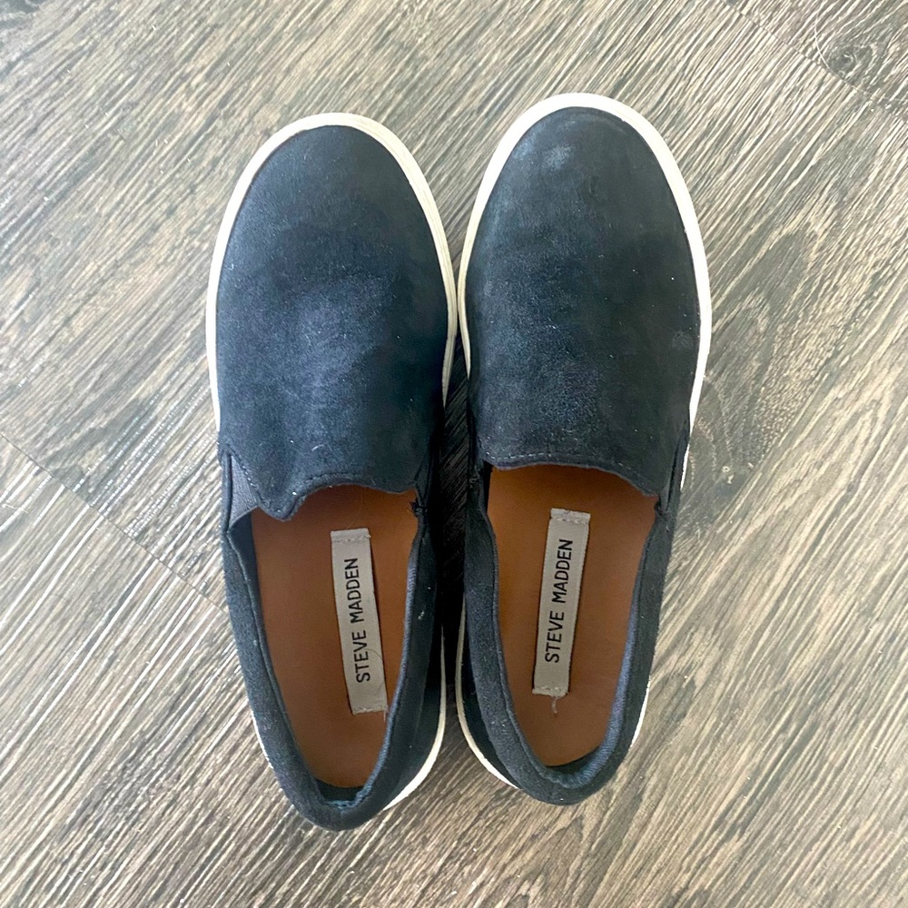 Steve Madden black suede. Size 8.5 slip ons